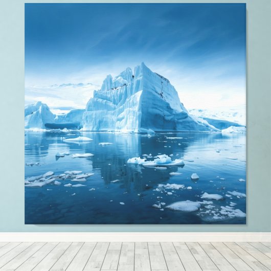 Frozen Majesty -  Arctische ijsbergscène Canvas Afdruk (Insitu (Houten vloer))