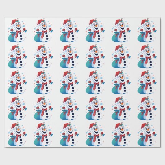 Frozen Olaf - Feestelijke Cartoon Sneeuwman met Ro Cadeaupapier (Vlak)
