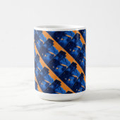 "Frozen Ridge 1 Blue on Orange Tiled" Mug Abstrait (Centre)