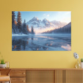Frozen Serenity – Majestic Winter Lake Landscape Canvas Afdruk (Insitu (Woonkamer))