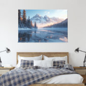 Frozen Serenity – Majestic Winter Lake Landscape Canvas Afdruk (Insitu (Slaapkamer))