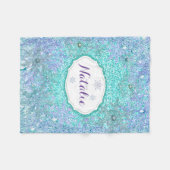 Frozen Snowflake Blauwgroen Blauwe Paarse Lavendel Fleece Deken (Voorkant (Horizontaal))