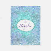 Frozen Snowflake Blauwgroen Blauwe Paarse Lavendel Fleece Deken (Voorkant)