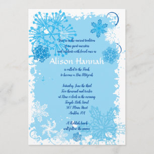 FROZEN SNOWFLAKES Bar Bat Mitzvah Uitnodiging