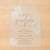 Frozen Winter Silver Snowflake Baby shower Acryl Uitnodigingen (Voorkant)