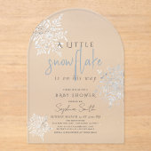Frozen Winter Silver Snowflake Boy Baby shower Acryl Uitnodigingen (Voorkant)