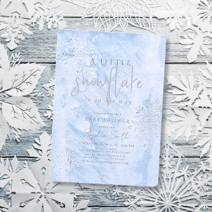 Frozen Winter Silver Snowflake Boy Baby shower Kaart