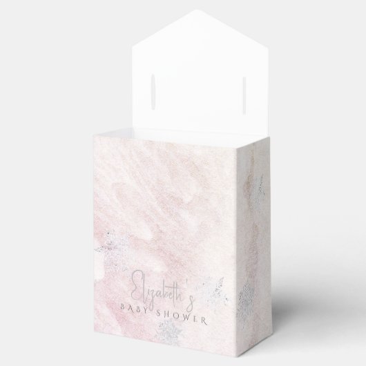 Frozen Winter Silver Snowflake Roze Baby shower Bedankdoosjes (Geopend)