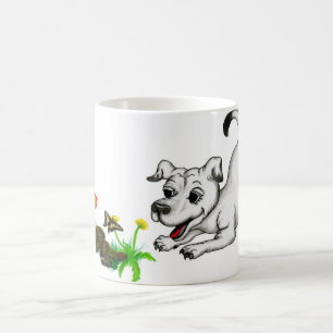 Frühlingserwachen, Welpe mit Schmetterling Koffiemok