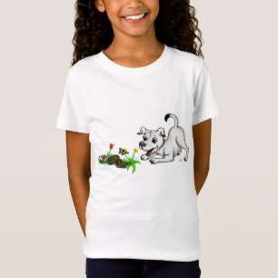Frühlingserwachen, Welpe mit Schmetterling T-shirt