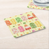 Fruir Popcicles Vierkante Kartonnen Onderzetter (Schuin)