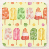 Fruir Popcicles Vierkante Kartonnen Onderzetter (Voorkant)