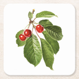 Fruit: A015 Cherry - Vierkante Kartonnen Onderzetter