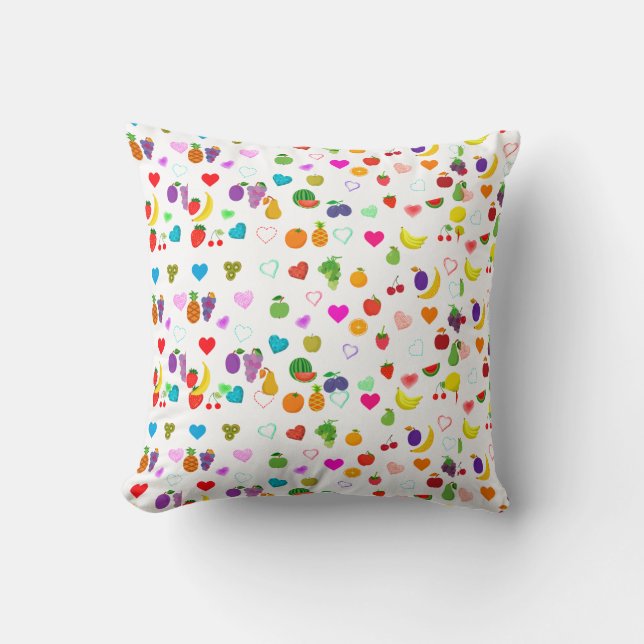 fruit and heart pattern Throw Pillow Kussen (Voorkant)