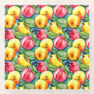 Fruit appel peer zomerse waterverf patroon glazen onderzetter