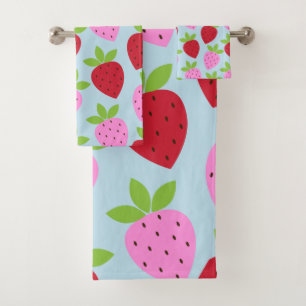 Fruit aux fraises rétro Motif rose rouge bleu