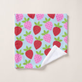 Fruit aux fraises rétro Motif rose rouge bleu (Gant de toilette)