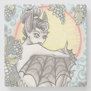 Fruit Bat Fairy druiven Fantasy Art Stone Onderzet Stenen Onderzetter