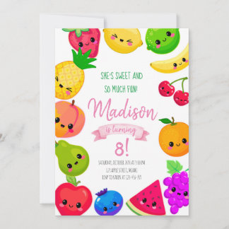 Fruit Birthday Invitation, Tutti Frutti Invitation Kaart