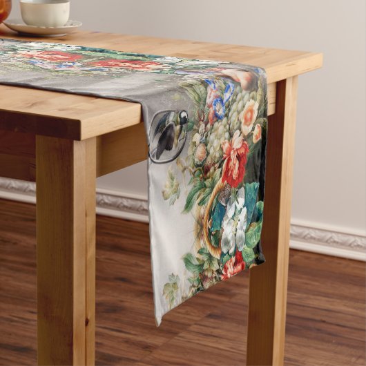 FRUIT, BLOEMEN, DRUIVEN, PERZIKEN EN KLEINE VOGELS KORTE TAFELLOPER (Voorbeeld)