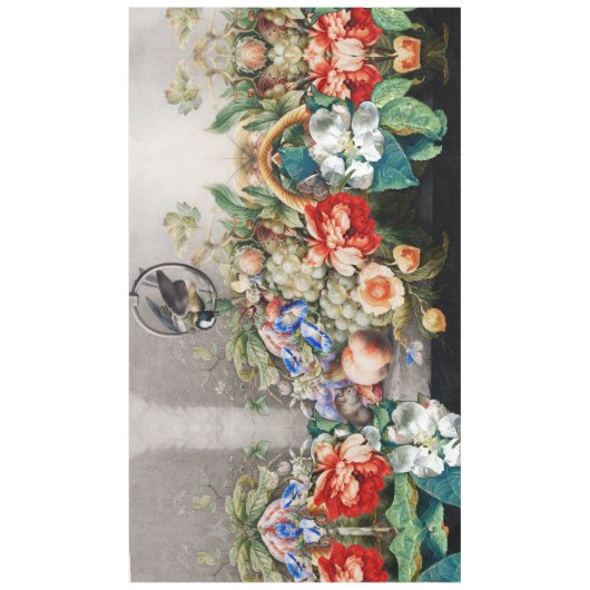 FRUIT, BLOEMEN, DRUIVEN, PERZIKEN EN KLEINE VOGELS TAFELKLEED (Voorkant)