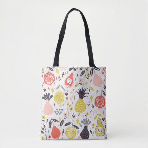 fruit, bloemen: naadloos patroon. draagtas
