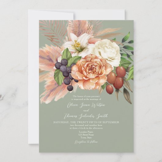 fruit bloemenbruiloft uitnodiging (Voorkant)