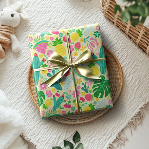 Fruit & Cactus Tropisch Festival Zachte Geel Cadeaupapier