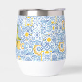 Fruit citron, collage en tuiles bleues (Gauche)