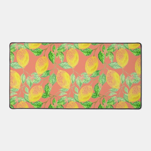 Fruit citron motif jaune et pêche rose mignon (Recto)