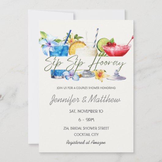 Fruit Cocktail Sip Hoera Koppels Douche Kaart (Voorkant)