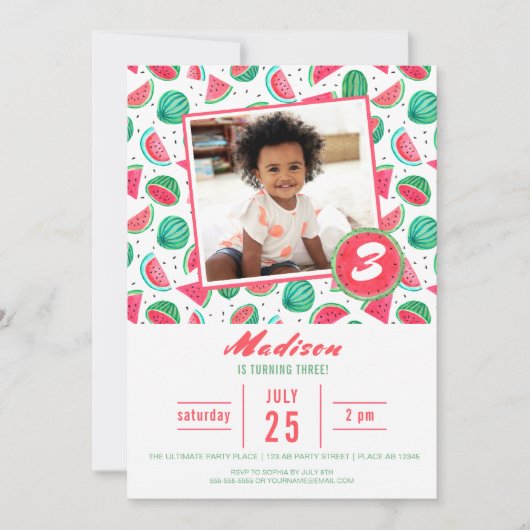 Fruit de pastèque fête d'anniversaire | Invitation (Devant)