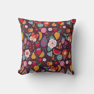 Fruit doodles, handgetekende zomerdecor. kussen