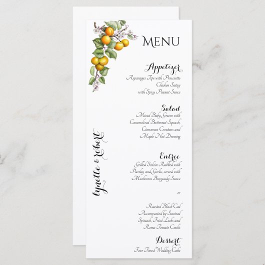 Fruit en Bloemen Waterverf Trouwmenu Menu (Voorkant / Achterkant)