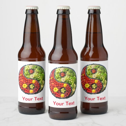 Fruit en groenten Liefde yin yang symbool Bier Etiket (Flessen)