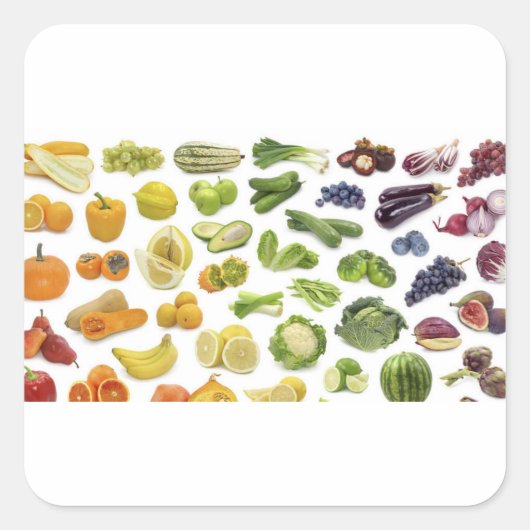 Fruit en groenten! vierkante sticker (Voorkant)