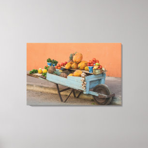 Fruit- en groentewagen, Cuba Canvas Afdruk
