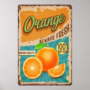 Fruit frais poster vintage orange
