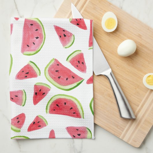 Fruit fun pastèques aquarelle serviette de cuisine (Quart Plié)