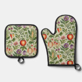 Fruit, groenten, bloemen ovenwant & pannenlap set (Voorkant)