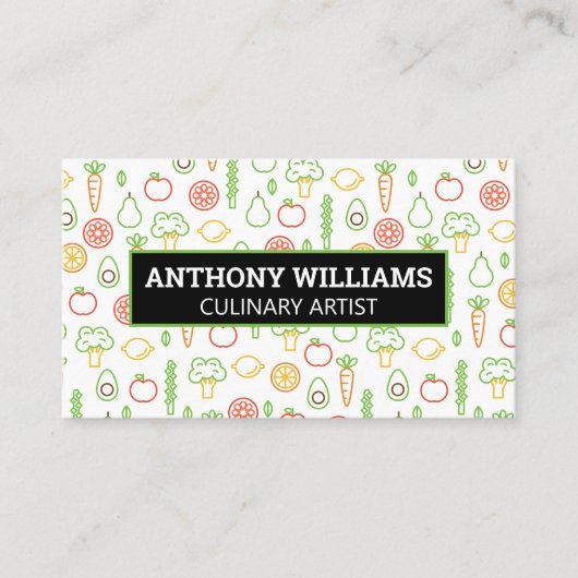 Fruit Groenten Patroon Achtergrond Visitekaartje (Voorkant)