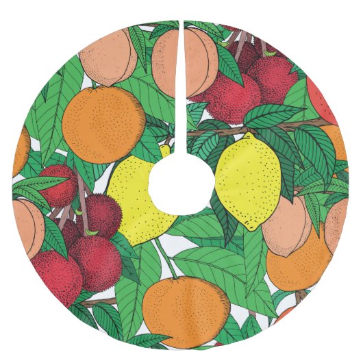 Fruit Hand getrokken schets patroon Kerstboom Rok (Voorkant)