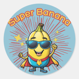 Fruit Held: Super Banaan Avontuur kawaii Ronde Sticker