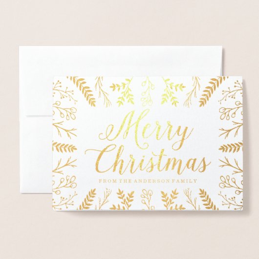 Fruit hiver | Carte photo de vacances Gold Foil (Devant avec enveloppe)