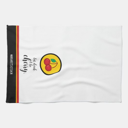 Fruit Kersen Rood Geel Eenvoudig Grappig Theedoek (Horizontaal)