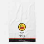 Fruit Kersen Rood Geel Eenvoudig Grappig Theedoek (Verticaal)