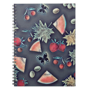 fruit kersen watermeloen druiven donker notitieboek