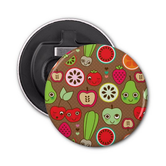 Fruit Kitchen Pattern Button Flesopener (Voorkant)