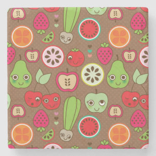 Fruit Kitchen Pattern Stenen Onderzetter