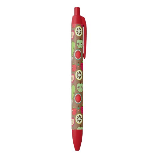 Fruit Kitchen Pattern Zwarte Inkt Pen (Achterkant (Verticaal))